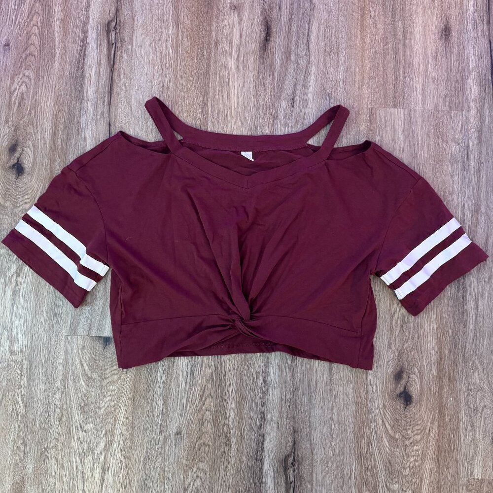 Maroon Jersey Style Crop